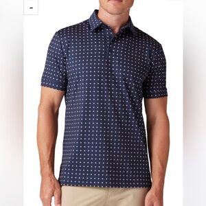 Mizzen+Main Versa Golf Shirt Navy Floral Pattern Moisture Wicking Polo Quick Dry